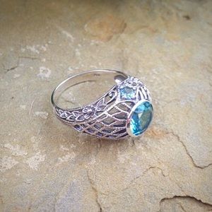 Solid Sterling Silver Blue Topaz Ring